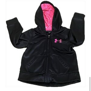 Under Armour girls Black and Pink Zip-Up Hoodie Sweatshirt. **Good condition**